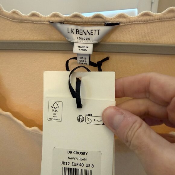 NWT—-LK Bennett Crosby dress US Sz 8, Cream and Blue print - Picture 3 of 9